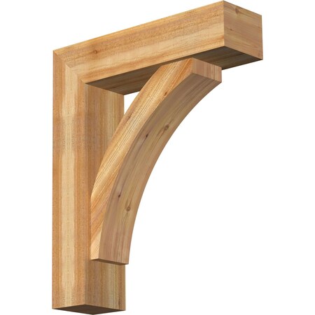 Ekena Millwork Thorton Block Rough Sawn Bracket w/ Offset Brace, Western Red Cedar, 8"W x 30"D x 36"H BKT0806X30X36THR05RWR